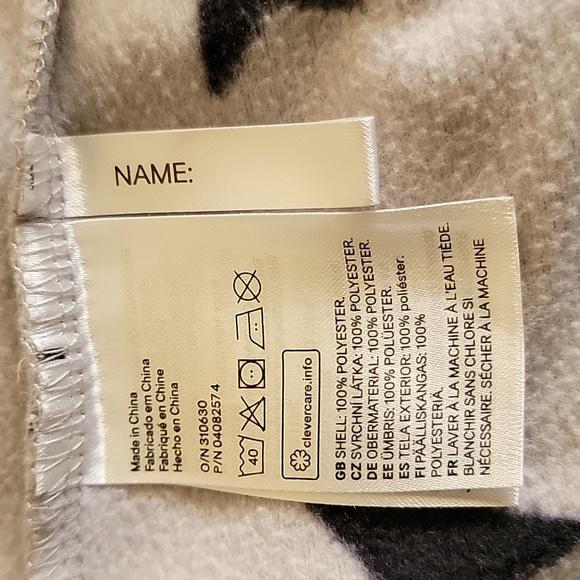 H&M Girl's Patterned Fleece Jacket light gray with navy blue stars size 10-12Y - Picture 4 of 9